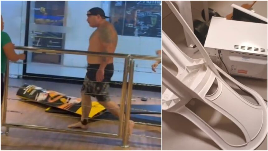 video:-homem-invade-academia-em-fortaleza,-vandaliza-equipamentos-e-causa-tumulto