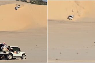 motorista-tenta-manobra-radical-em-duna-no-ceara-e-danifica-veiculo;-video